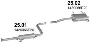 Silencieux intermédiaire + arrière Suzuki Swift 1.0 Commander Vite