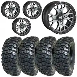 PACK 4 JANTES MOOSE 545X 14X7 / 4X156 et 4 pneus ARISUN Top Vente