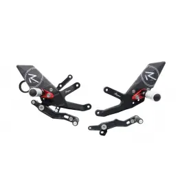 Commandes reculées réglables/repliables LIGHTECH Racing sélection standard et inversée noir/rouge BMW S1000RR Dernier Modèle